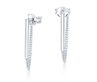 Straight Bar with Chain Silver Stud Earring STS-838